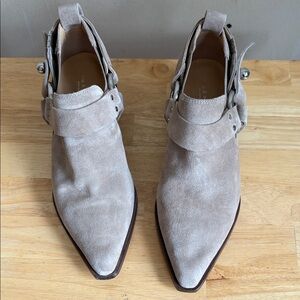 rag & bone Beige Suede Pointed-Toe Buckle Mules